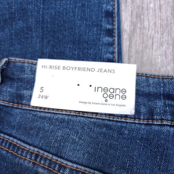 Insane Gene Jeans Womens 5 26 Boyfriend High Waisted Distressed Denim Biker - Picture 5 of 12